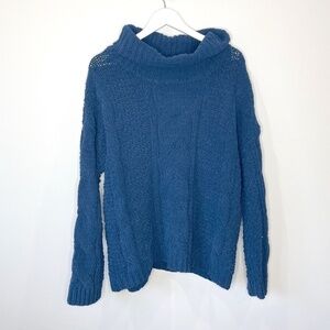 Just Madison Navy Blue Knit Turtleneck Thick Sweater